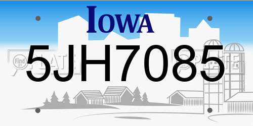 5JH7085 Iowa License Plate