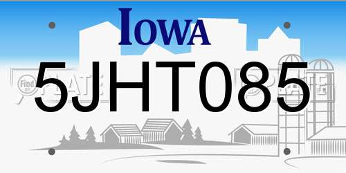 5JHT085 Iowa License Plate