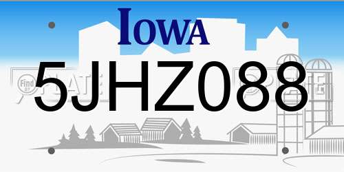 5JHZ088 Iowa License Plate