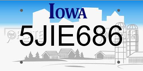 5JIE686 Iowa License Plate