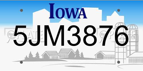 5JM3876 Iowa License Plate