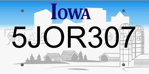 5JOR307 Iowa License Plate