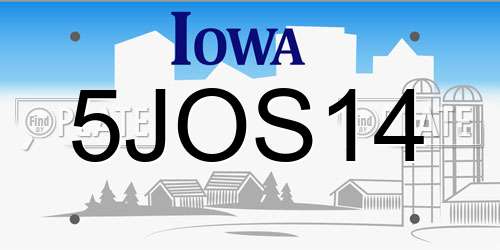 5JOS14 Iowa License Plate
