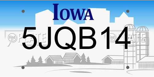 5JQB14 Iowa License Plate