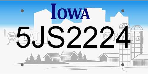 5JS2224 Iowa License Plate