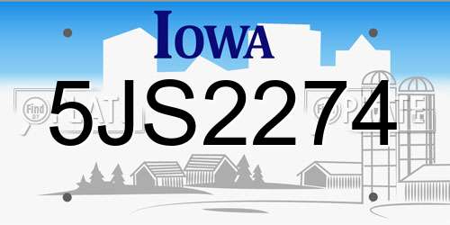 5JS2274 Iowa License Plate