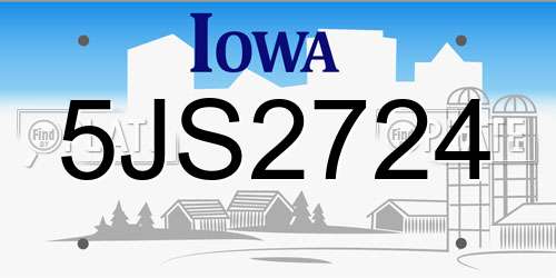 5JS2724 Iowa License Plate