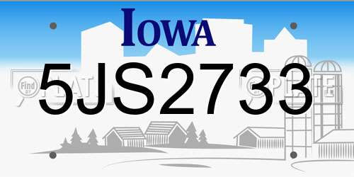 5JS2733 Iowa License Plate
