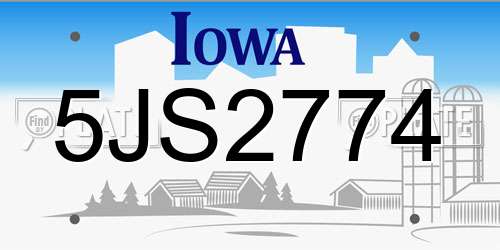 5JS2774 Iowa License Plate