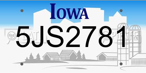 5JS2781 Iowa License Plate