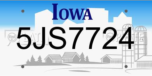 5JS7724 Iowa License Plate
