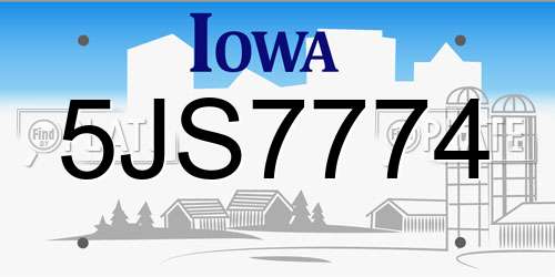 5JS7774 Iowa License Plate