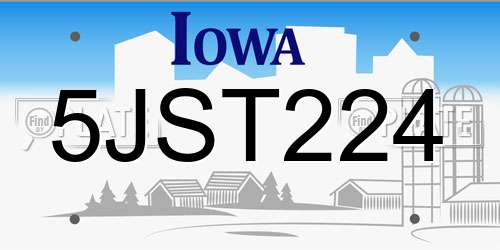 5JST224 Iowa License Plate