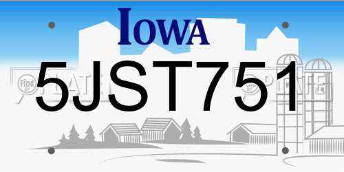 5JST751 Iowa License Plate