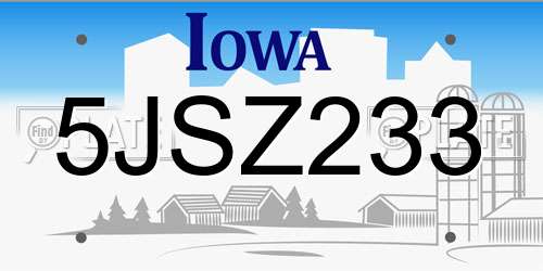 5JSZ233 Iowa License Plate