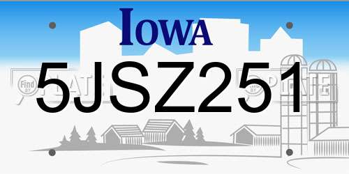 5JSZ251 Iowa License Plate