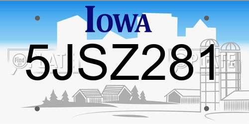 5JSZ281 Iowa License Plate