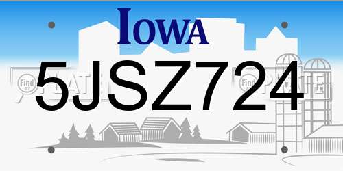 5JSZ724 Iowa License Plate