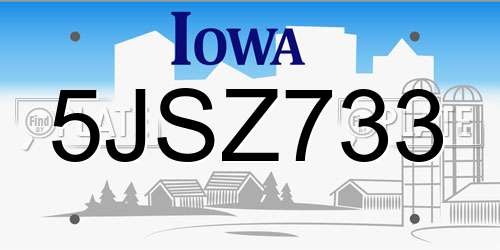 5JSZ733 Iowa License Plate