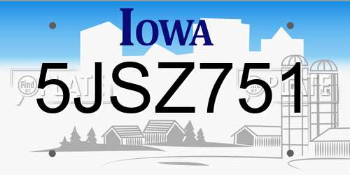 5JSZ751 Iowa License Plate