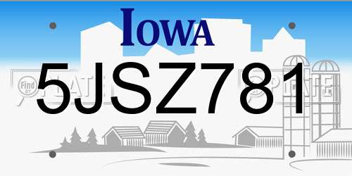 5JSZ781 Iowa License Plate