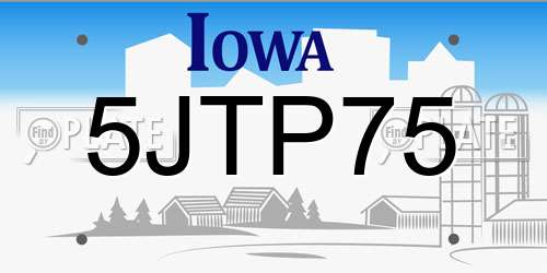 5JTP75 Iowa License Plate