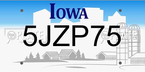 5JZP75 Iowa License Plate