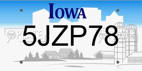 5JZP78 Iowa License Plate