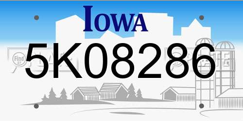 5K08286 Iowa License Plate