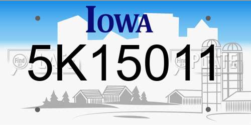 5K15011 Iowa License Plate