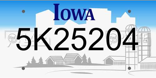 5K25204 Iowa License Plate