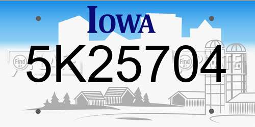 5K25704 Iowa License Plate
