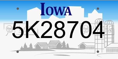 5K28704 Iowa License Plate
