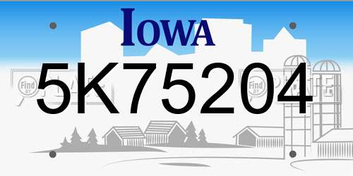 5K75204 Iowa License Plate