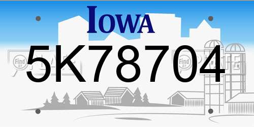 5K78704 Iowa License Plate