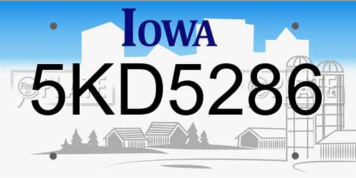 5KD5286 Iowa License Plate