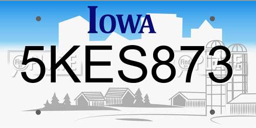 5KES873 Iowa License Plate