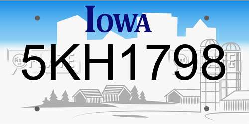 5KH1798 Iowa License Plate