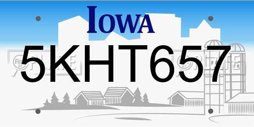 5KHT657 Iowa License Plate