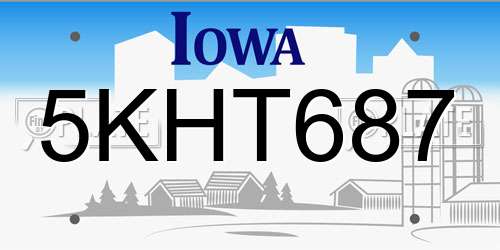 5KHT687 Iowa License Plate