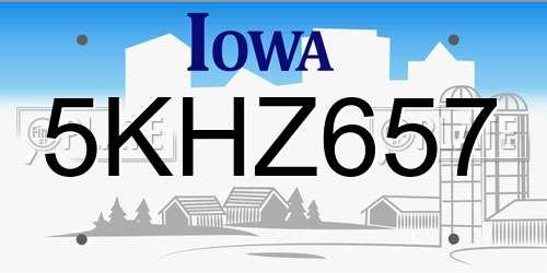 5KHZ657 Iowa License Plate
