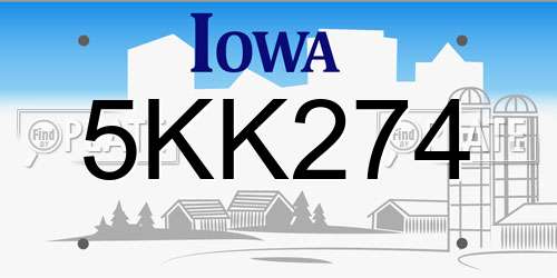 5KK274 Iowa License Plate