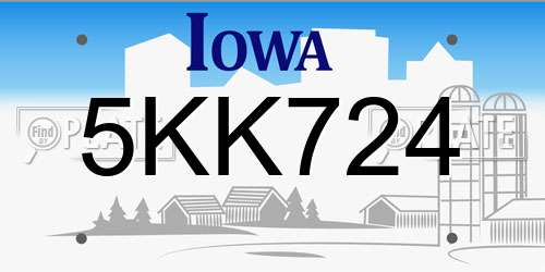 5KK724 Iowa License Plate