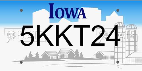 5KKT24 Iowa License Plate