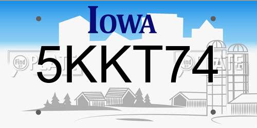 5KKT74 Iowa License Plate