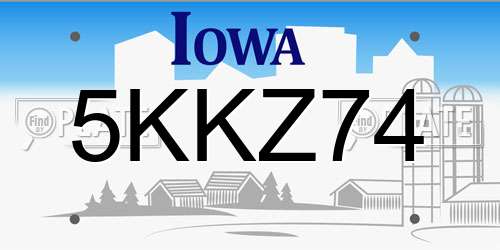 5KKZ74 Iowa License Plate