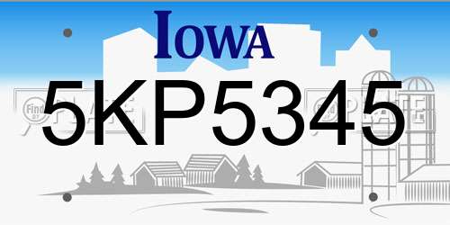 5KP5345 Iowa License Plate