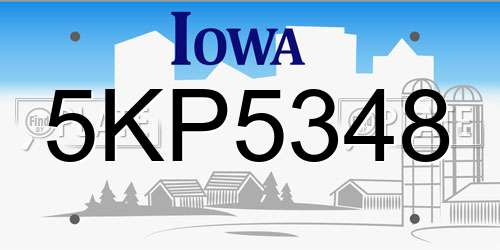 5KP5348 Iowa License Plate