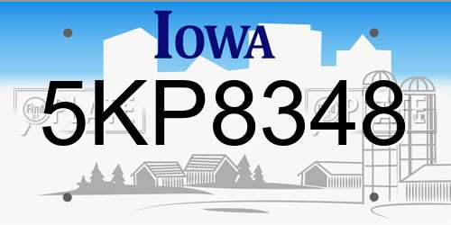 5KP8348 Iowa License Plate