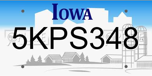 5KPS348 Iowa License Plate